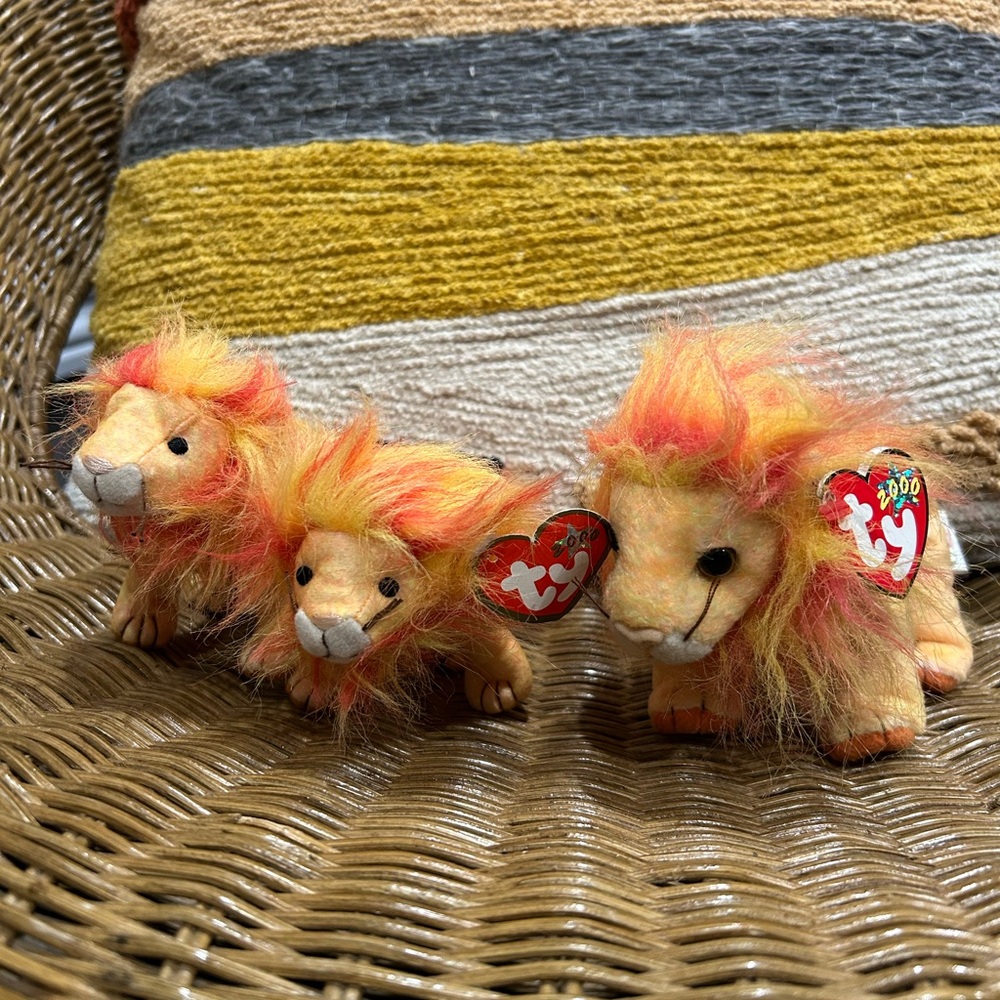 2/$30⚡️- TOY | Ty Beanie baby and teenie beanie babies set of 3 Bushy the lion
